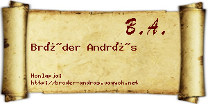Bröder András névjegykártya